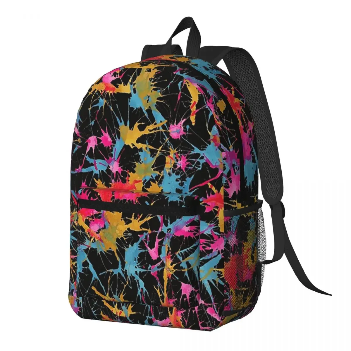 Abstract Colorful Graffiti Splatter Backpack Daypack Large Capacity Boys Girls BookBag School Bag Shoulder Bags for Men Women