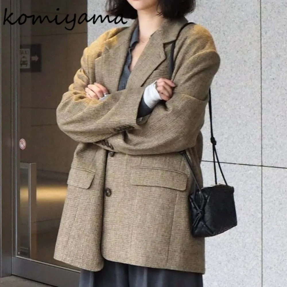 

Suit Collar Plaid 2025 Jacket Japan Long Sleeve Chaquetas De Mujer Blazer Jackets Casual Ropa Mujer New Retro Vestes Femmes