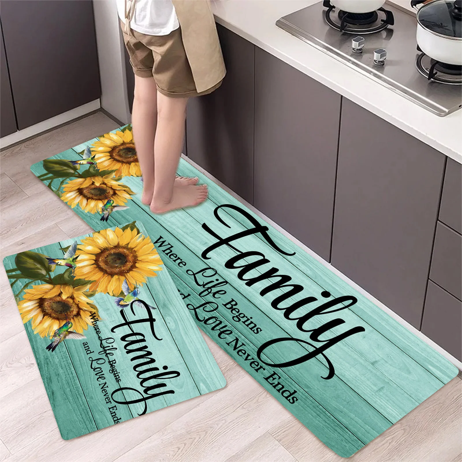 

Modern Kitchen Rug Fresh Style Sunflower 3D Printed for Home Decor Hallway Entrance Carpet Balcony Door Waterproof Anti-Slip Rug