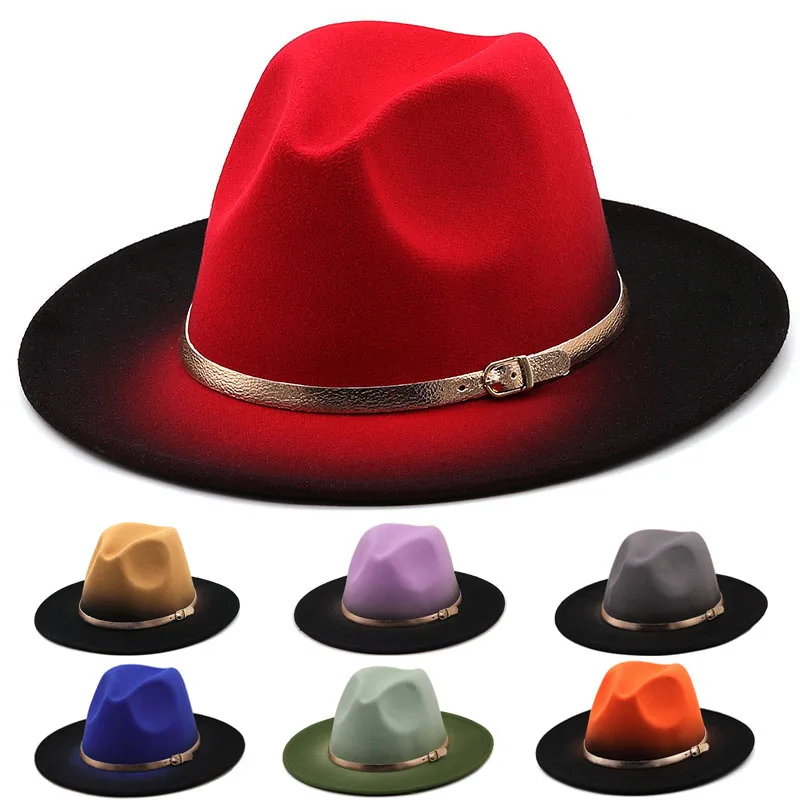 

Fedora Hat Women Panama Hats Men Caps Church Leather Belt Cowboy Casual Hip Hop Winter Women's Hat Trilby Derby Cap