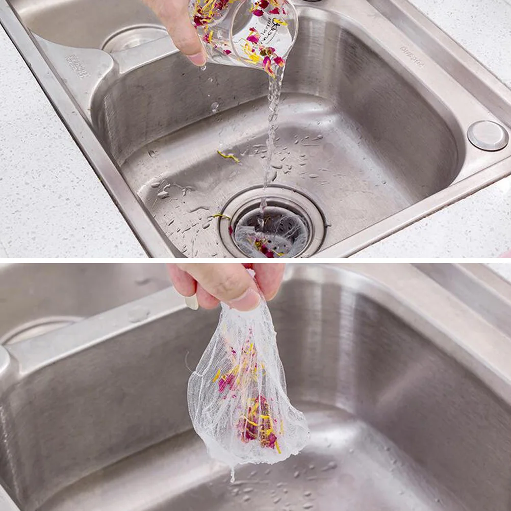 

200Pcs Drain Filter Mesh Sink Strainer Bag Polyester Fine Mesh for Kitchen Sink Waste Separation Home Restaurant Use
