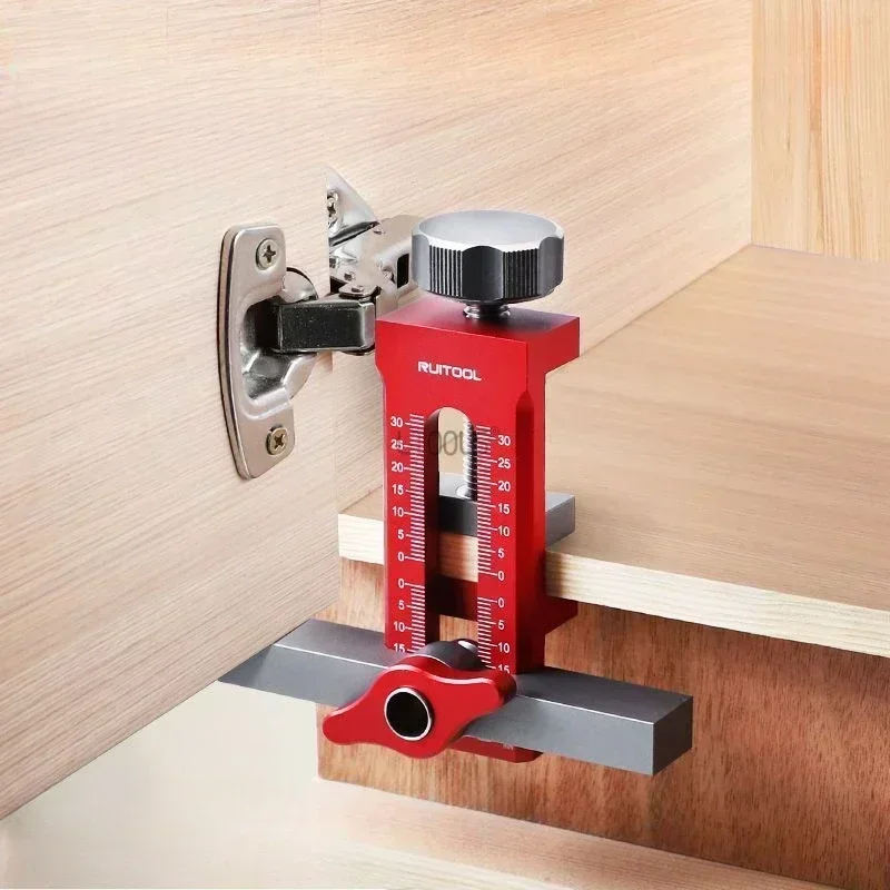 Wardrobe Cabinet Door Panel and Rebounder Punched Mounting Jig Woodworking 10mm Doweling Drilling Guide Locator Installing Clip