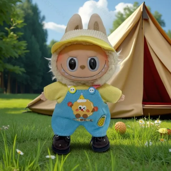 

17cm Labubu Doll Clothes Spring Field Overalls Set Cute Set Labubu Outfit Clothing Accessories for 1st-3rd
