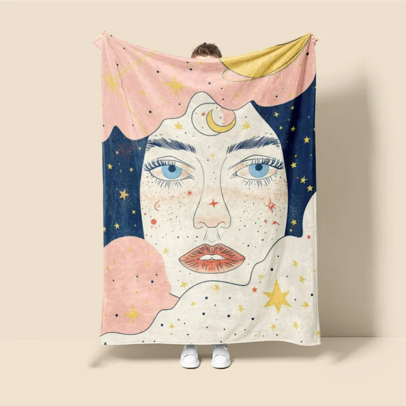 Morandi Color Blanket Abstract Botanical Graffiti Design Scandinavian Minimalist Sofa Blanket Cafe Home Dual Purpose