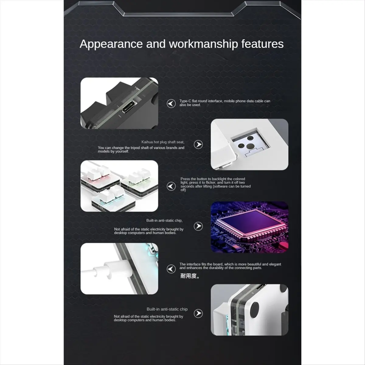 doyou Custom Mini Keyboard 2 Key RGB Macro OSU Keypad Programmable Mechanical Keyboard for Gaming Working, White Type B