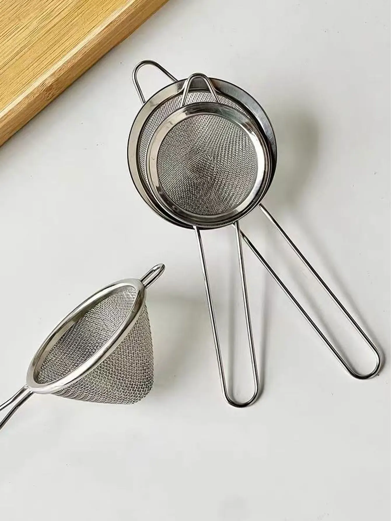 Bar Soul Triangle Fine Mesh Cocktail Ice Filter Juice Residue Filter Strainer Spoon Bartending Tools 2Pcs