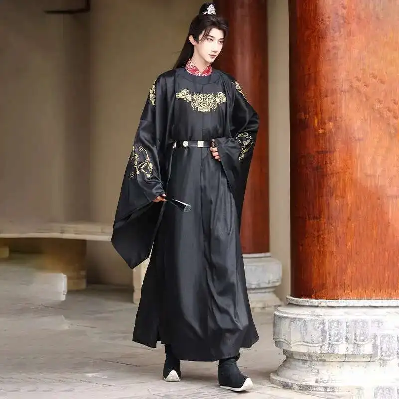 Ming Dynasty Embroidered Round Neck Robe For Men Hanfu Spring, Summer, And Autumn New Products 