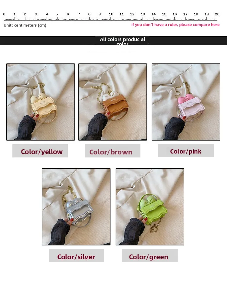 Niedliche Umhängetasche mit Schleifenkette, koreanische Mini-Schultertasche für Mädchen, Kinder, Mutter, Tochter, passende Modetasche – Detail 3