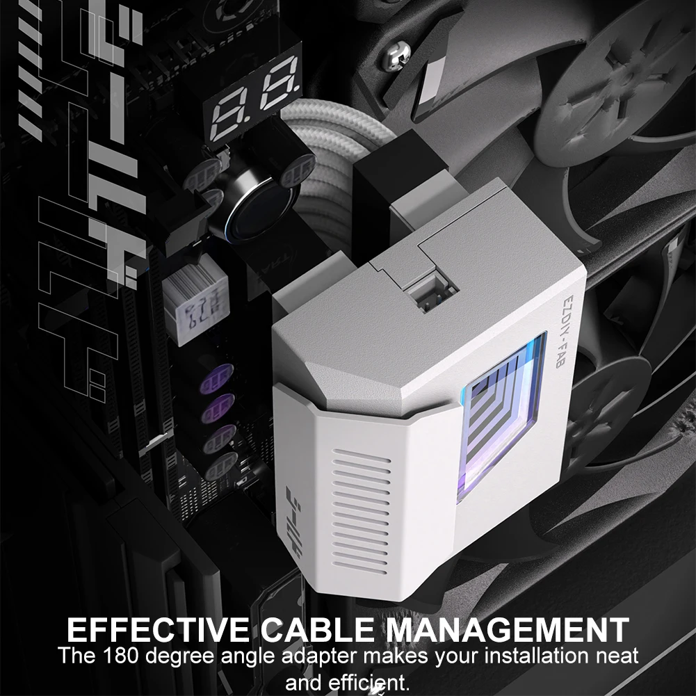 24-контактный адаптер ATX на 180/90 градусов, 5 В, 3-контактный разъем питания ARGB, кабель питания для материнской платы для ПК