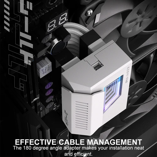 Imagen 2 del producto Adaptador de enchufe de alimentación ATX de 24 pines a 180/90 grados, conector de alimentación ARGB de 5V y 3 pines, Cable de alimentación de placa base para PC