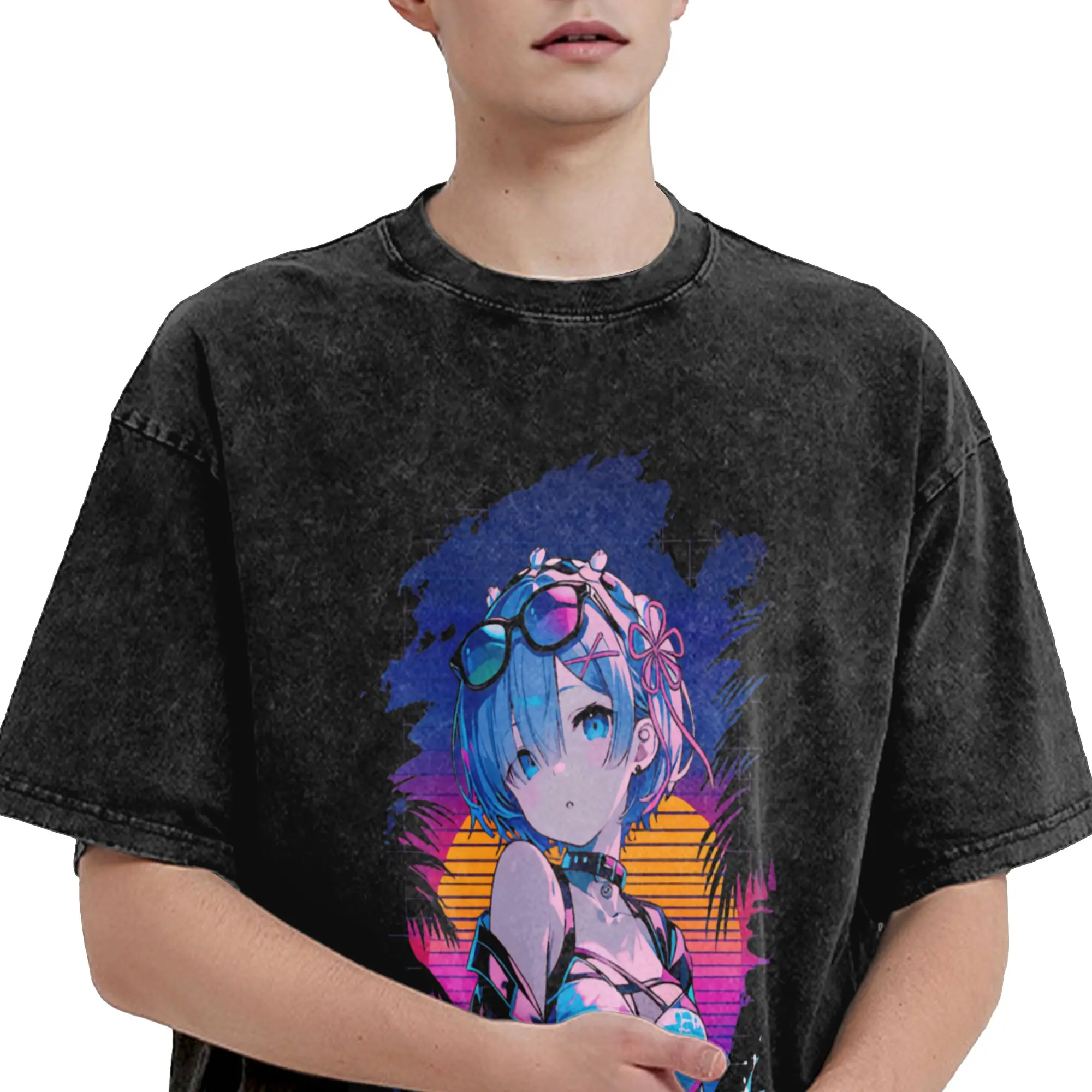 2026 Summer Re:ZERO Starting Life in Another world Washed T Shirt Outfit Oversize T-Shirts  Men Women Tee