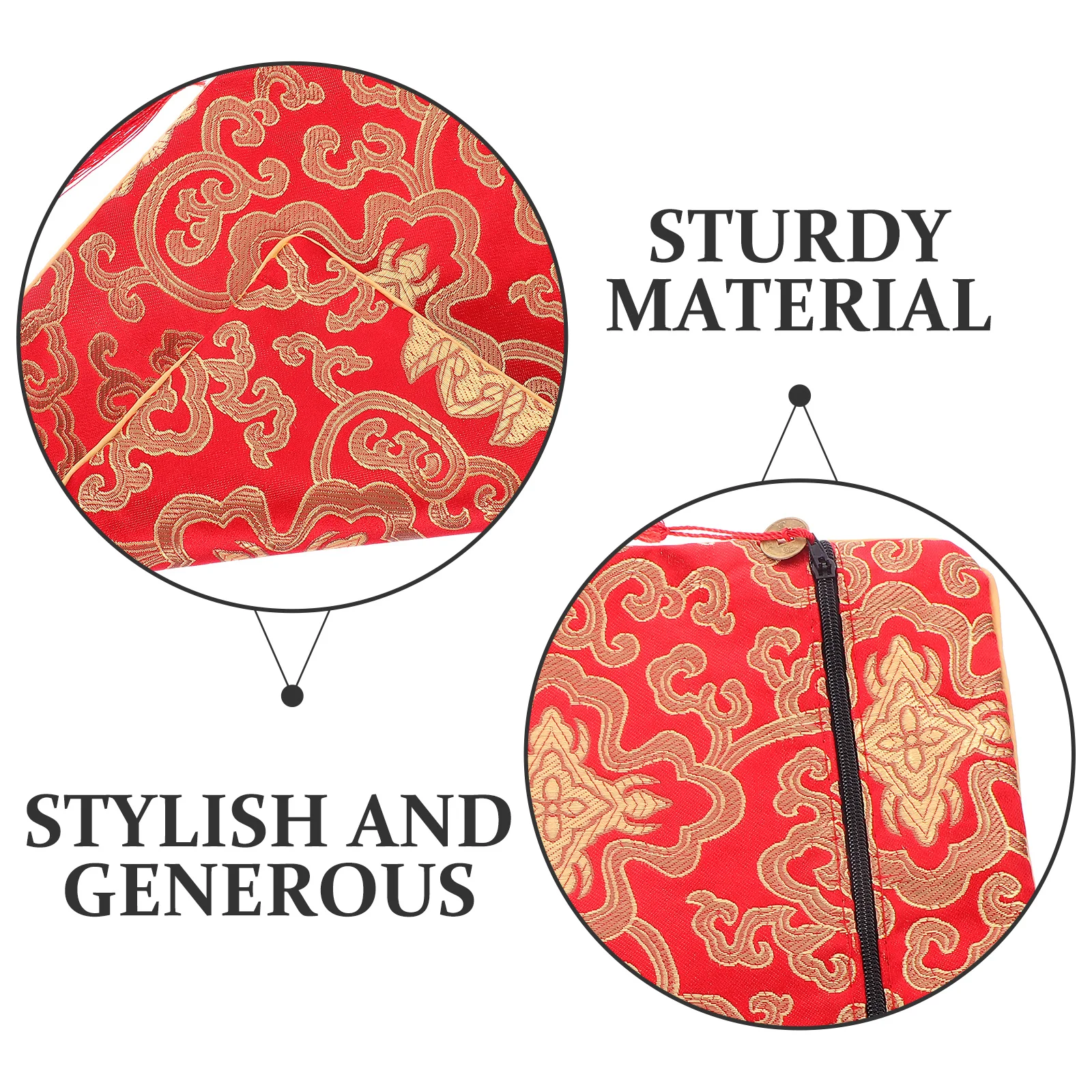 حقيبة الكتب البوذية التنين الأصفر المطرزة النسيج التفاف للكتاب المقدس التخزين المنظم الناقل القماش المغلف