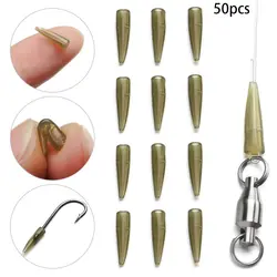50Pcs Micro Carp Soft Anti Tangle Sleeve Tail Rubber Cone for Chod Helicopter Rig Fishing Method Feeder Too Fishing Accessories