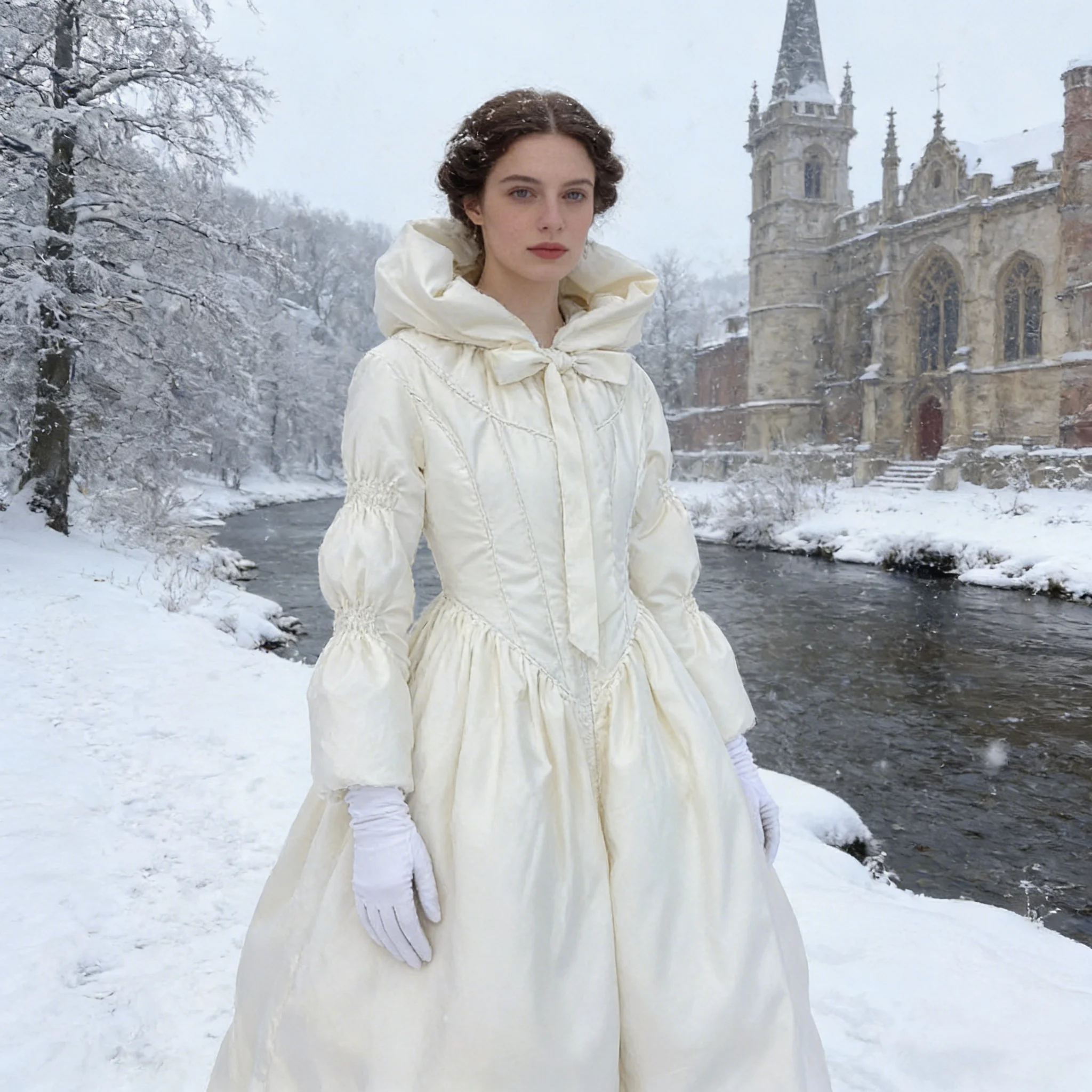 

Женская одежда в стиле ретро, винтажное длинное женское зимнее пальто с бантом и капюшоном, ветрозащитная куртка на талии