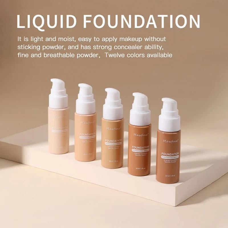 Liquid Foundation คอนซีลเลอร์ปกปิดเต็มรูปแบบยาวนานกันน้ําเหงื่อเครื่องสําอางคุณภาพสูง Professional แต่งหน้า