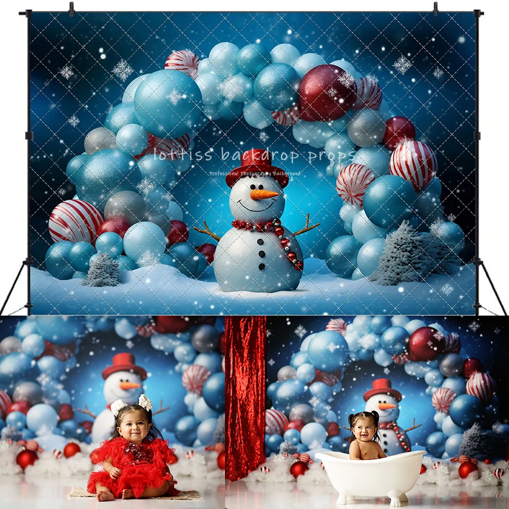 

Xmas Snowman Backdrops Kids Baby Photocall Decors Child Adult Photography Family Photo Xmas Snowflake Balloons Backgrounds