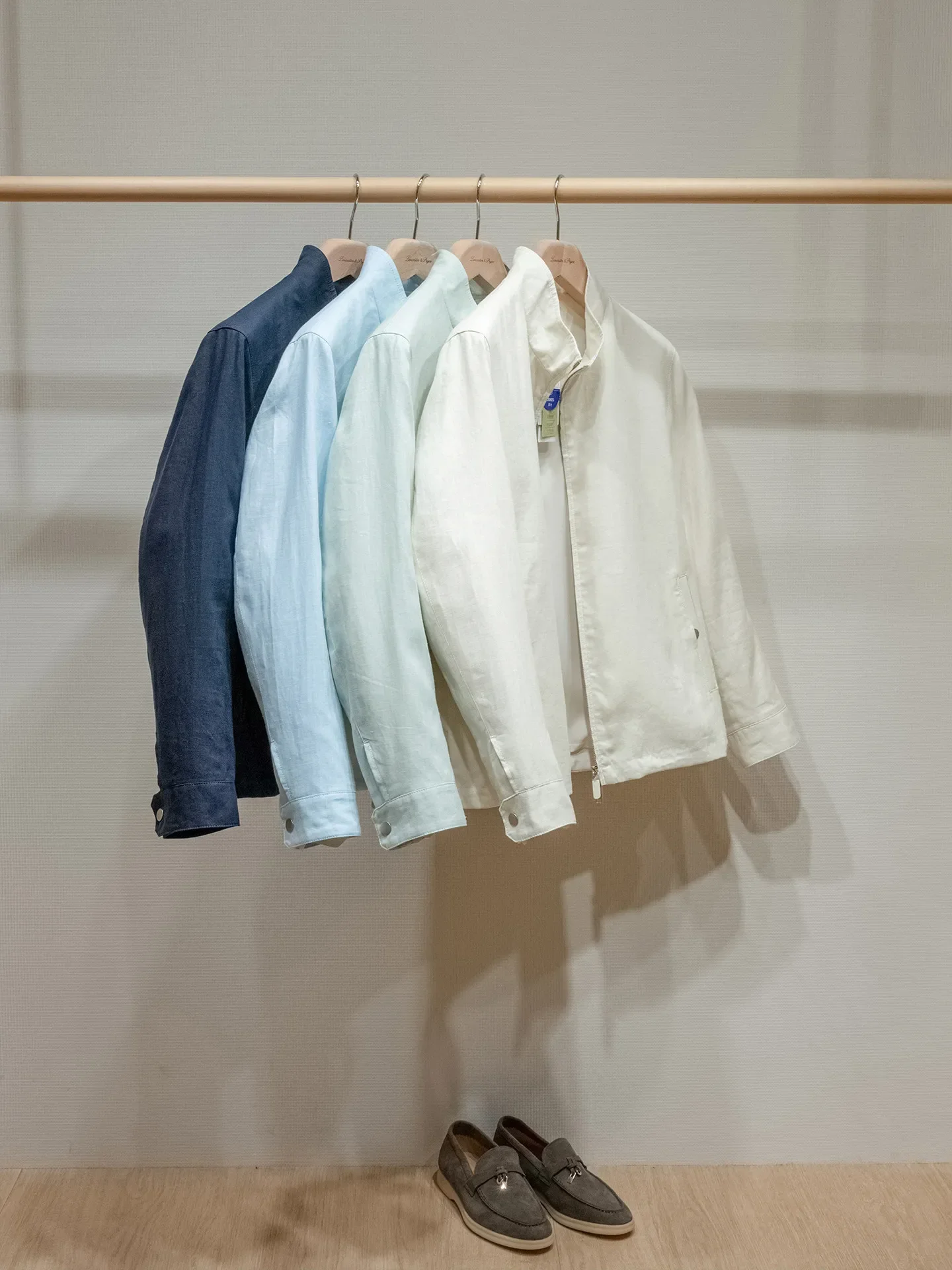 100% natural linen fabric, old money men's high-end casual stand-up jacket