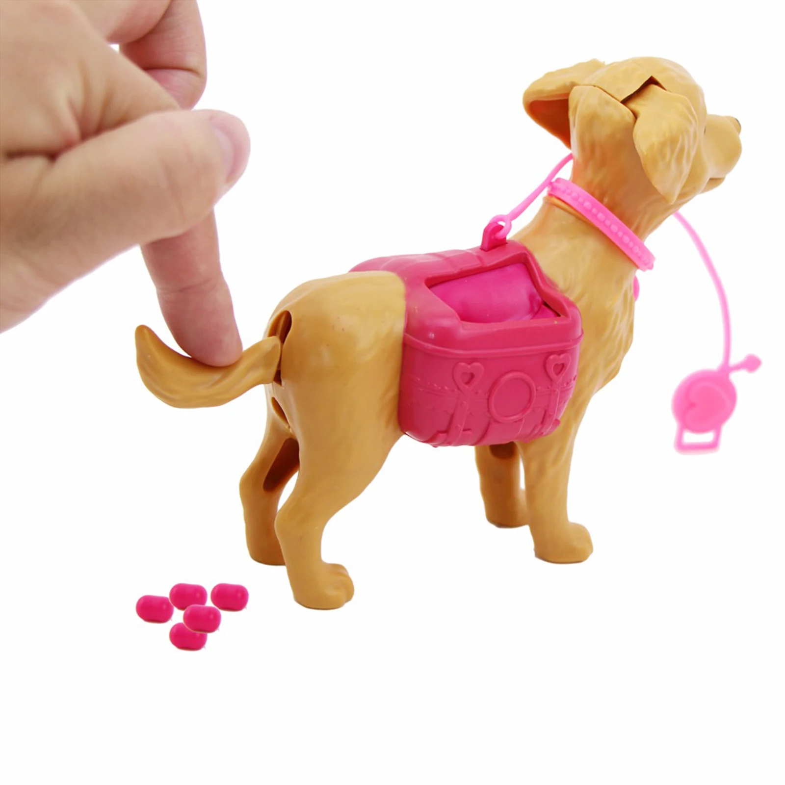 1 Set 1:6 Doll House Accessories Mini Plastic Dog + Pet Equipment Outdoor Combination for Barbie Doll Toys Set