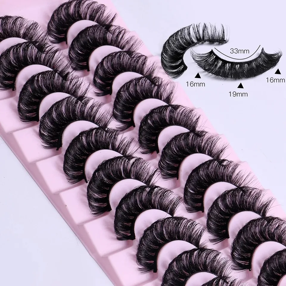 10 pares tiras rusas curva DD 3D reutilizables esponjosas extensión rusa 2