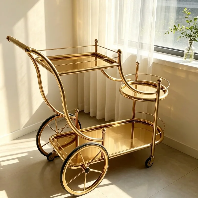 Wine Cart Titanium Luxury Cart European Princess Wine Royal Cart Three-layer Food Delivery