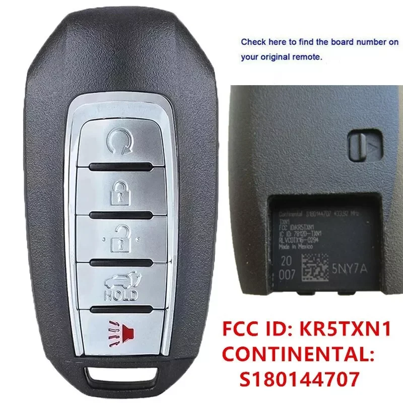 

KEYECU Replacement 4A Chip KR5TXN1 S180144707 285E3 - 5NY7A Keykess Remote Key Fob for Infiniti QX50 QX55 2020-2022 433.92MHZ
