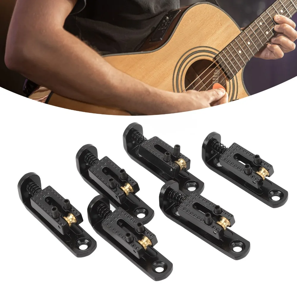 6 Stück Premium Metall-Gitarrenbrückensattel Schwarz Elektrogitarren-Sattel Metall-Gitarrensattel für Elektrogitarren