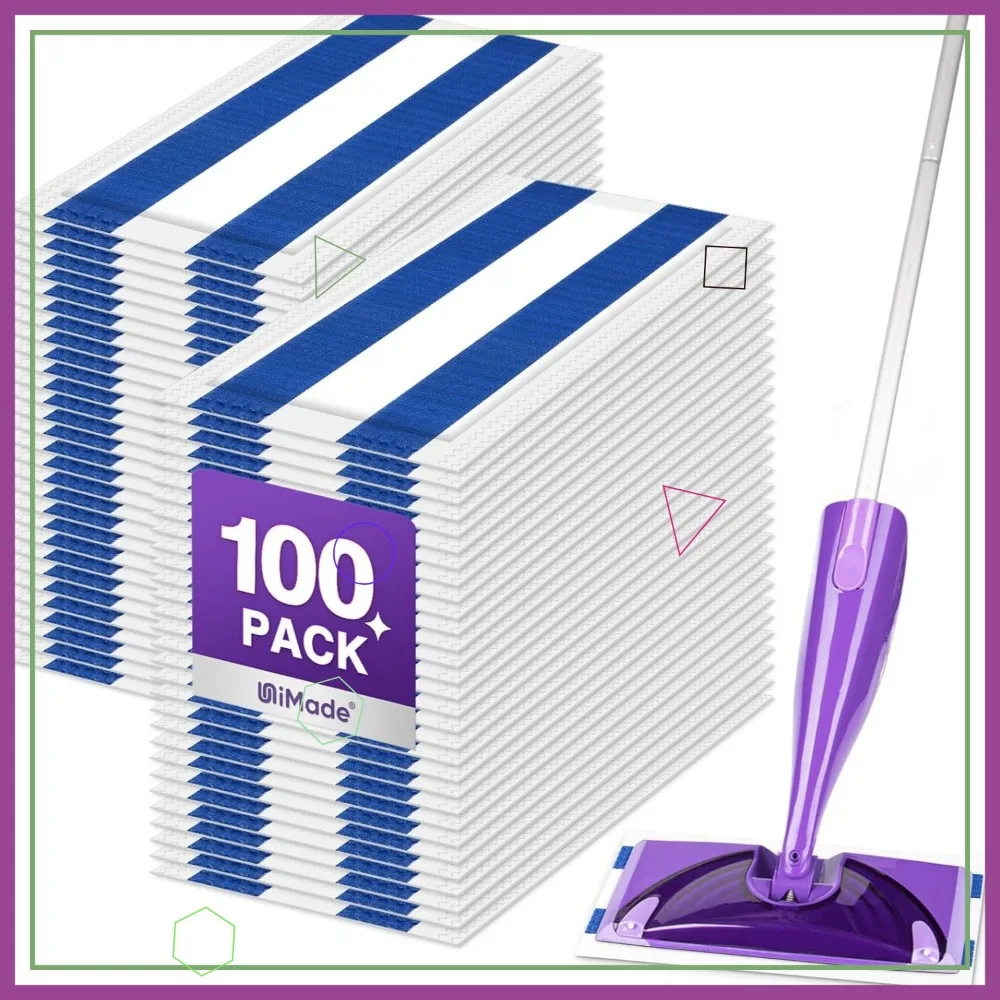 

100-Count Disposable Mop Pad Refills for Hard Floors, Super Absorbent Multi-Layer Design, Easy Use