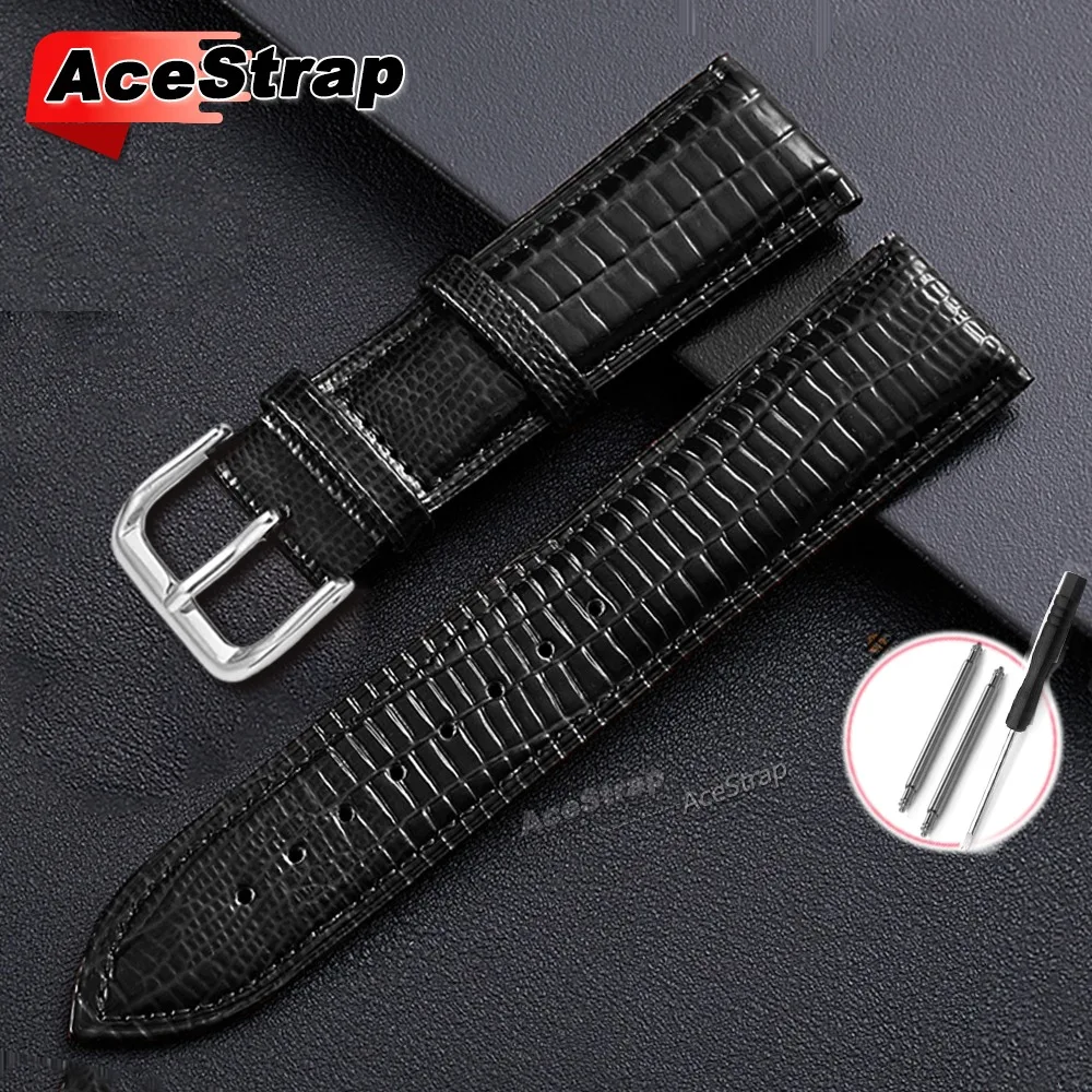 New Lizard Texture Leather Watchband 18mm 20mm 22mm Pin Buckle Watch Strap for Women Man Watch Band Universal Replacement Strap