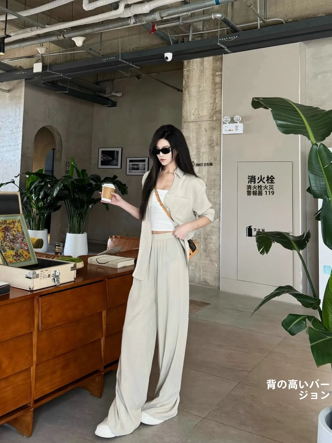 

Slimming Effect Shirt Vacation Loose Feelings Two-Piece Set Tall Thin Home High Waist Long Pants Short Sleeve Spring Fash...