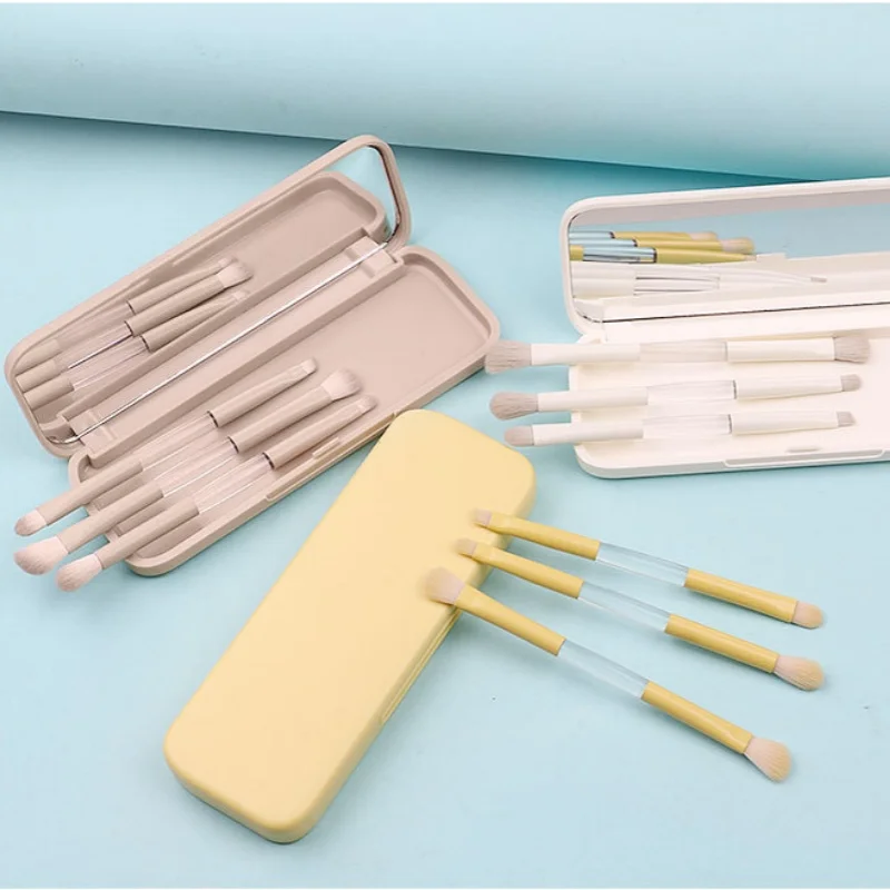 

Portable Double-ended Eyeshadow Brushes Set Professional Travel Beauty Cosmetic Tools with Mirror Eye Shadow Make Up Brush