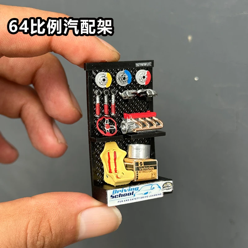 1/64 Auto Parts Miniaturized Engine Jack, Electric Pole Simulation Road Sign,  Miniaturized Vending Machine, Micro Garage Model