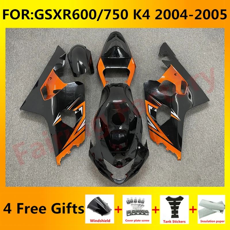 

NEW ABS Motorcycle Whole Fairing kit fit for GSXR600 750 04 05 GSXR 600 GSX-R750 K4 2004 2005 full Fairings kits orange black