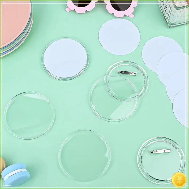 50PCS 2.36Inch Button Maker DIY Button Pins, Acrylic Design Button Badge Clear Button Pin Badges Durable Easy Install