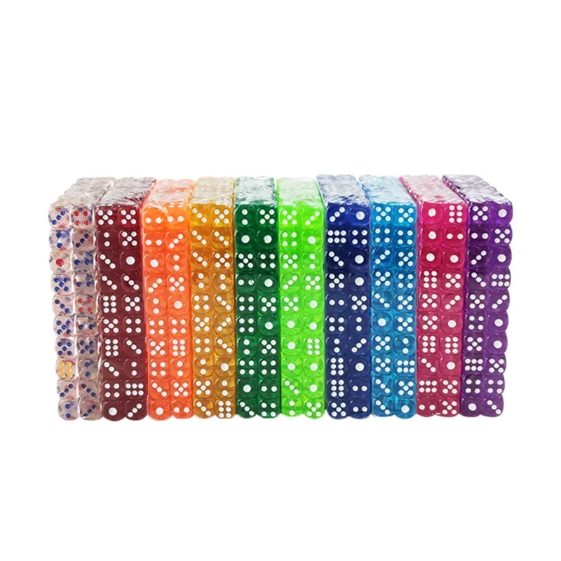 20PCS/Lot Dice Set 12mm Small Size10 Colors  Acrylic 6 Sided Transparent Dice  Club/Party/Family Games