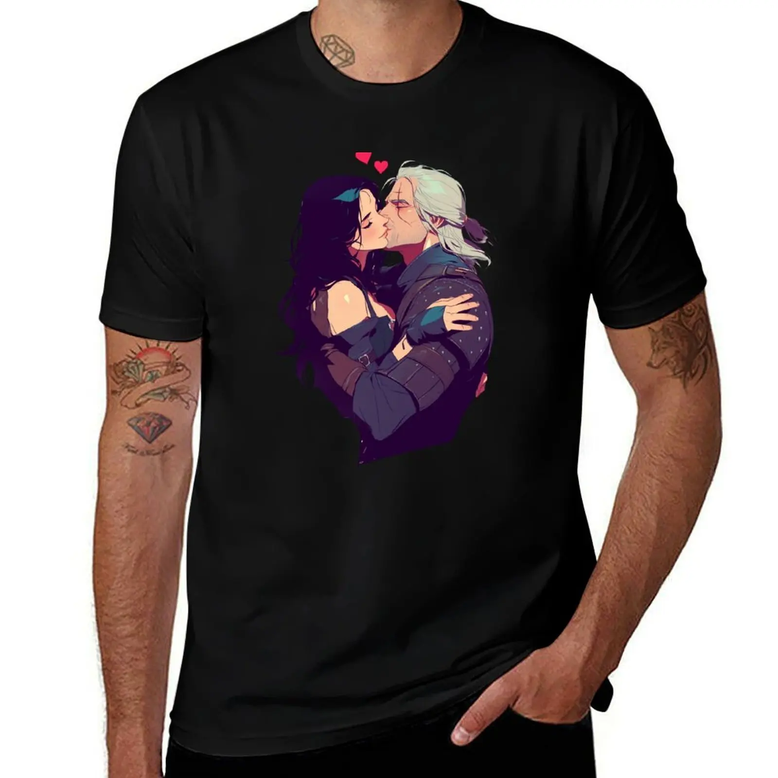 Lovers Kiss - Valentines Day - Anime Style - Witcher T-Shirt Soft Casual Short Sleeve Cotton Tee