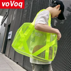 PVC Large Capacity Storage Transparent Bag Fashion Color Couple Fruit Beach Swimming Bag Travel Bag Handheld for Women and Men