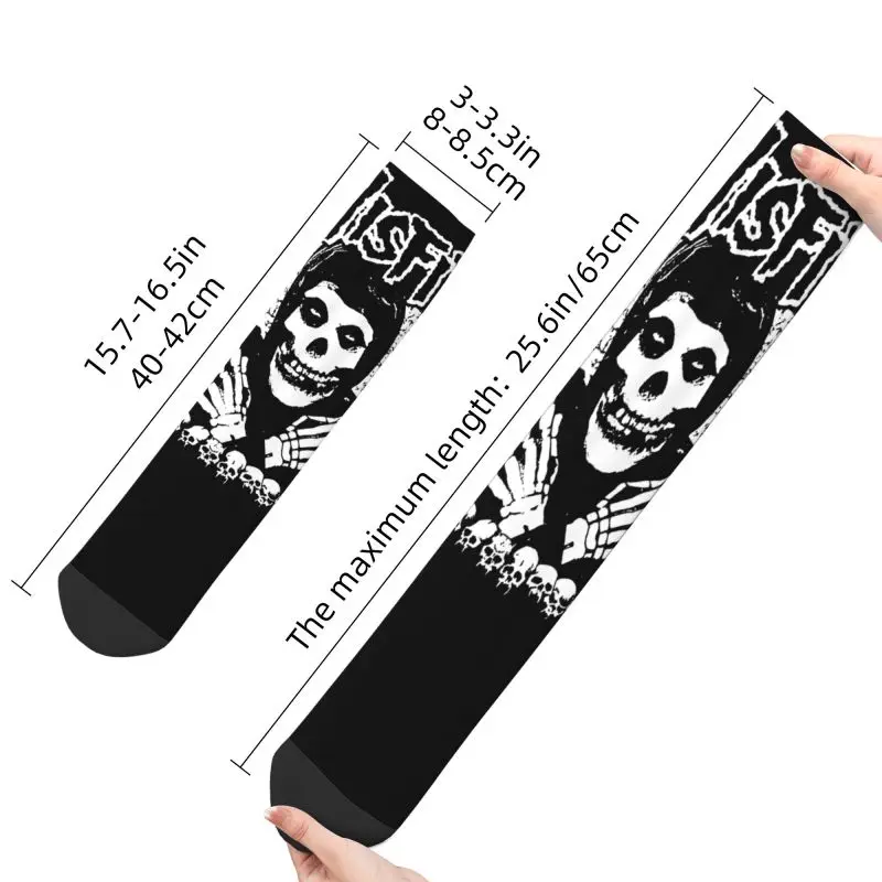 Cute Printing Misfits Skull Punk Rock Socks for Women Men Stretchy Summer Autumn Winter Horror Crew Socks