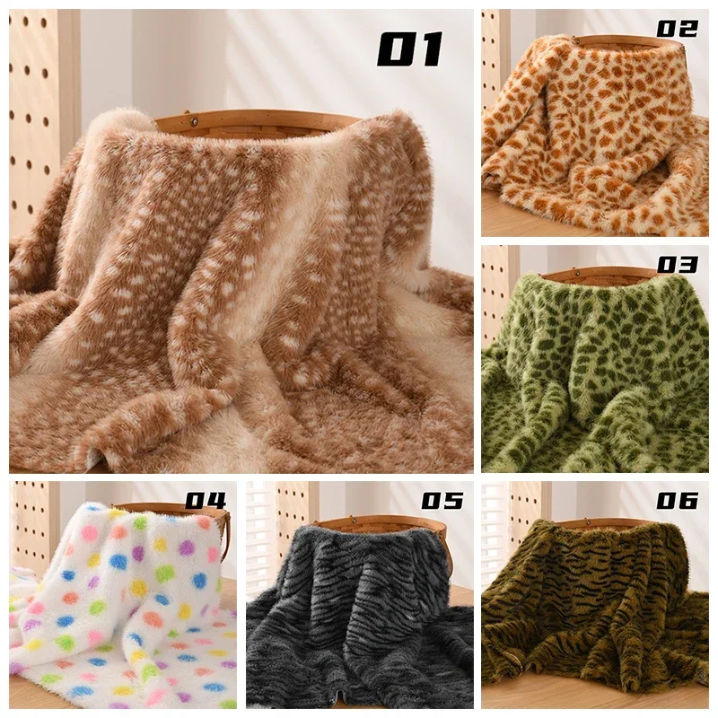 

50x160cm Eco-Friendly Faux Mink Fur Fabric Soft Animal Print Deer/Zebra/Leopard for Clothing, Bags, Dolls DIY Craft