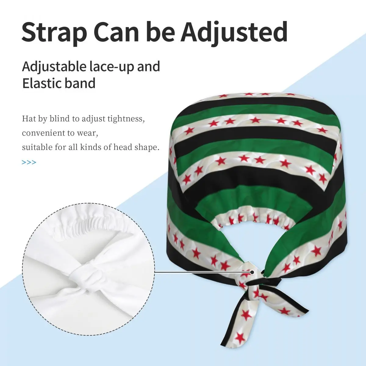 Syria Independence Flag Scrub Hat Doctor Working Surgical Cap Unisex Adjustable Nursing Caps for Dentist