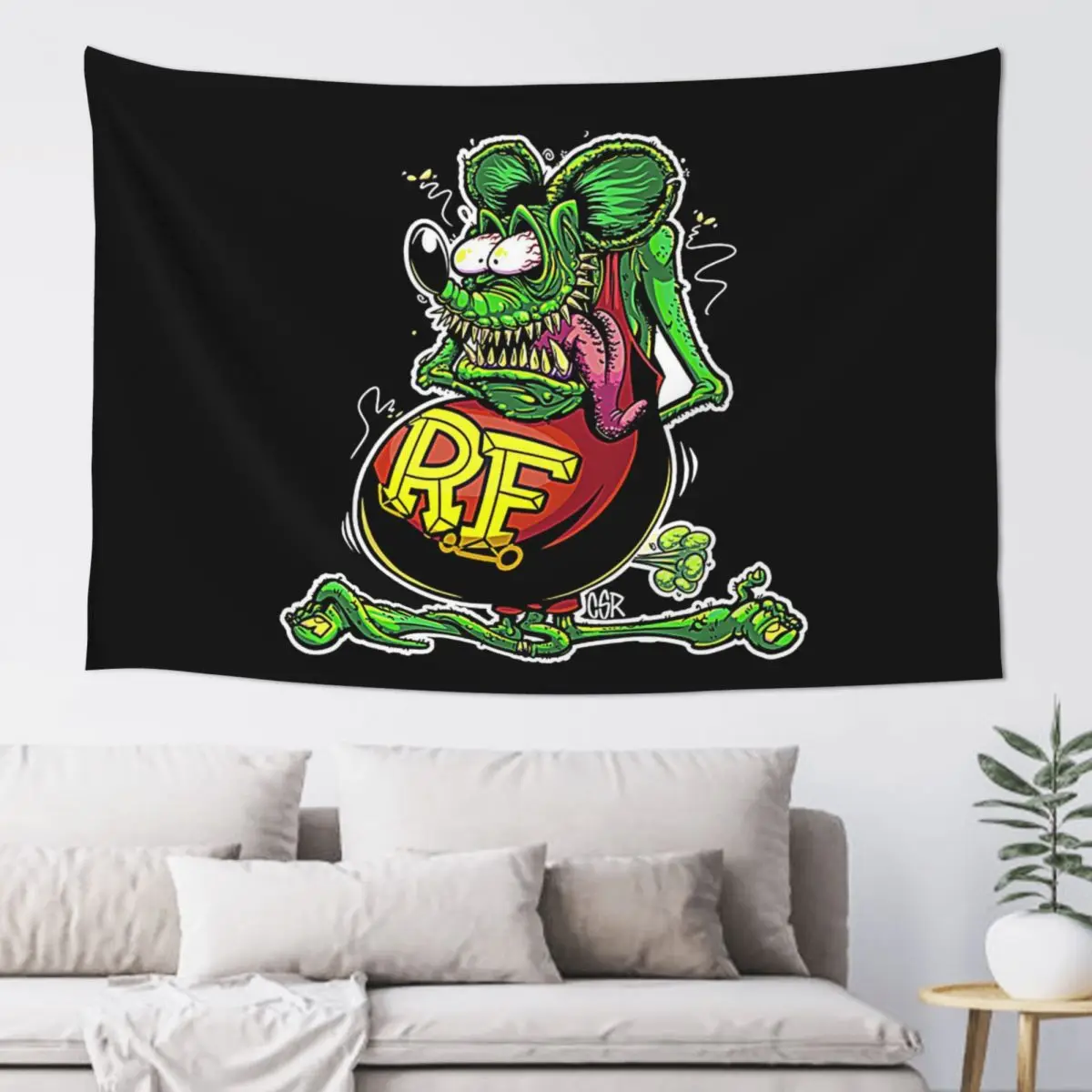 Bootleg Rat Fink Tapestry Art Wall Hanging Aesthetic Home Decor Tapestries for Living Room Bedroom Dorm Room