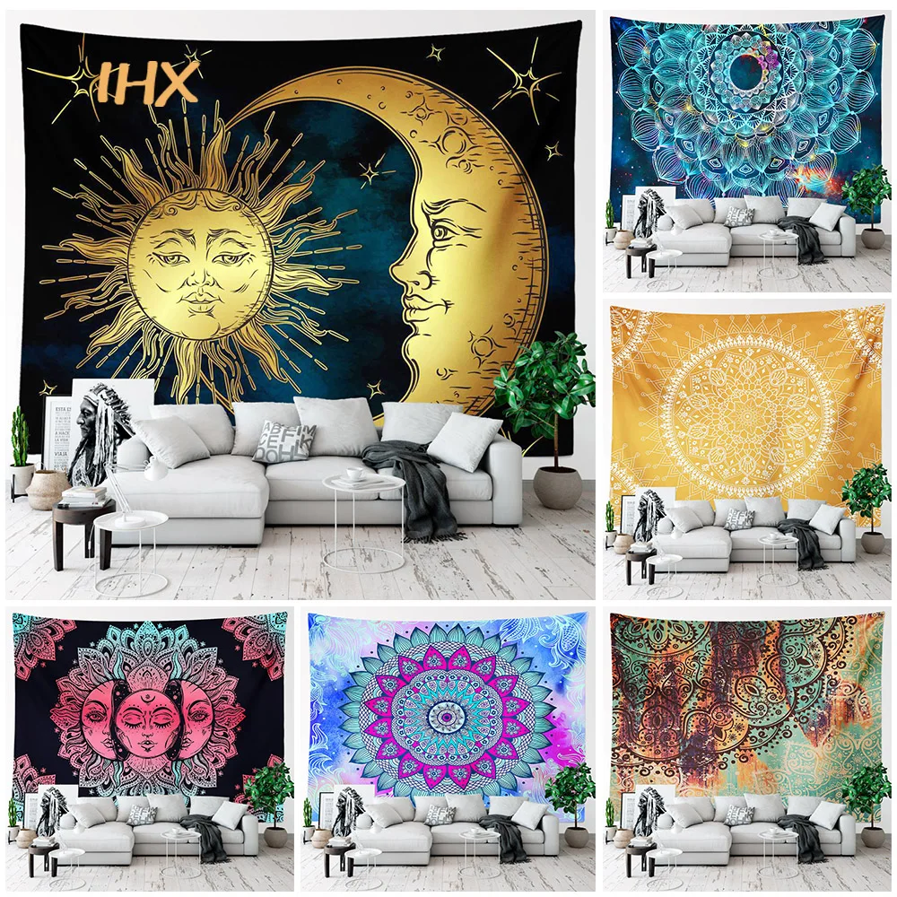 Mandala Tapestry Wall Hanging Boho Decor Wall Cloth Tapestries Psychedelic Hippie Night Moon Tapestry Mandala Wall Carpet