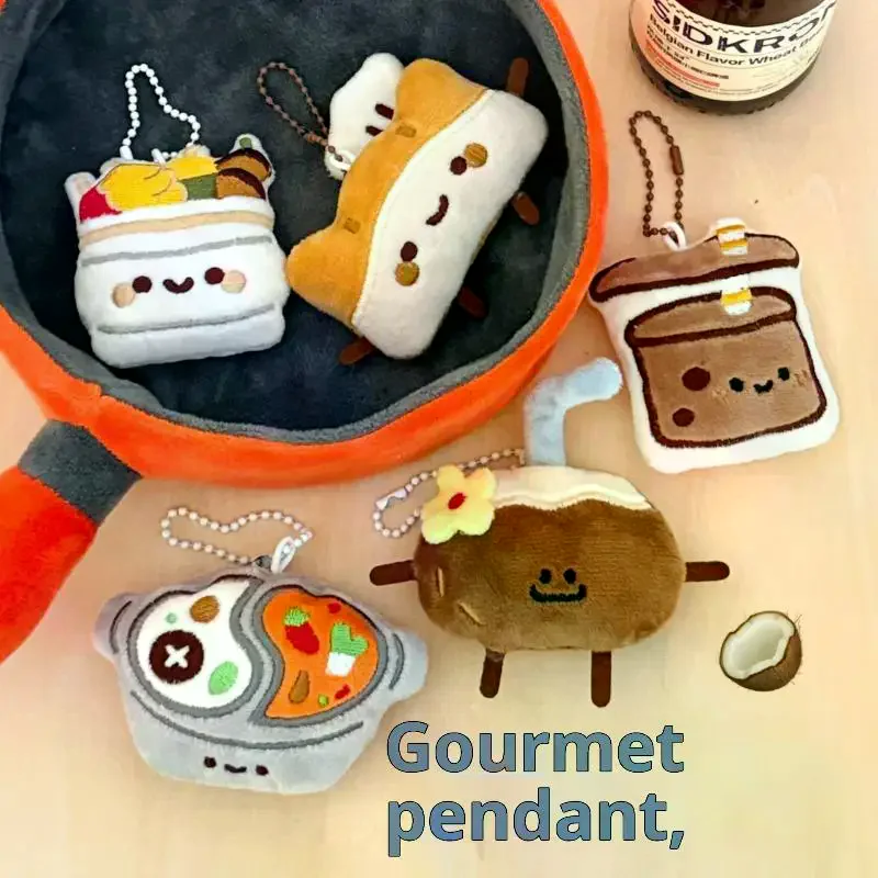 1/2 pçs dos desenhos animados simulado comida estatueta chaveiro de pelúcia engraçado macio pelúcia boneca brinquedo mochila pendurado decoração acessórios presentes