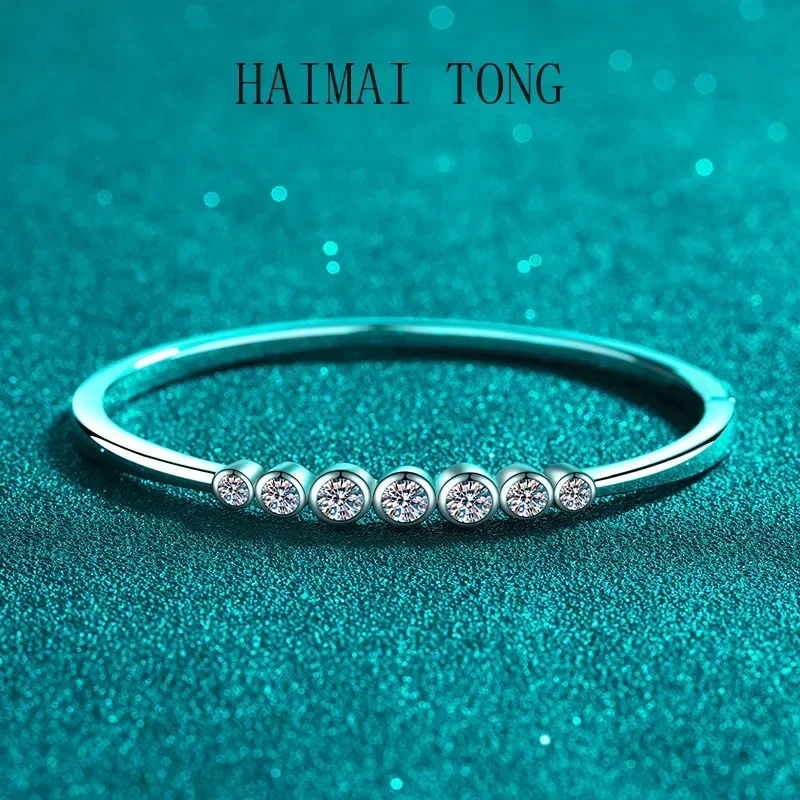 

Новый платиновый браслет HAIMAITONG De Art PT950b с муассанитом, модный простой браслет, подарок для девушки