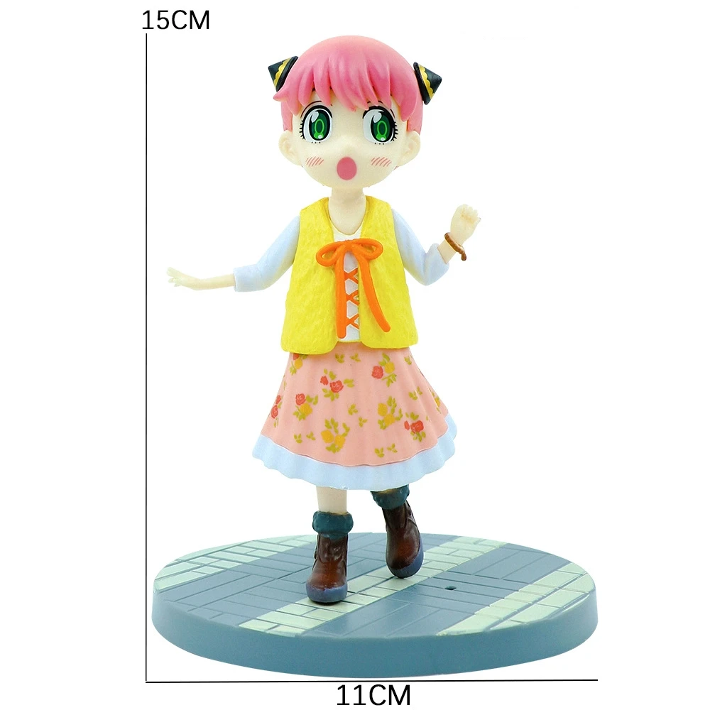 アニメアーニャフォージャー Q バージョン立ち姿勢花ドレスアクションフィギュア PVC モデルおもちゃデスクトップ装飾コレクションギフト箱入り