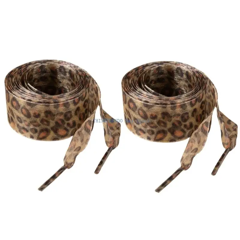340D Leopards Prints Shoe Laces 140cm Long Flat Shoe Laces Organza Shoelaces for Adult Teen Sneakers Trainers Sport Shoe