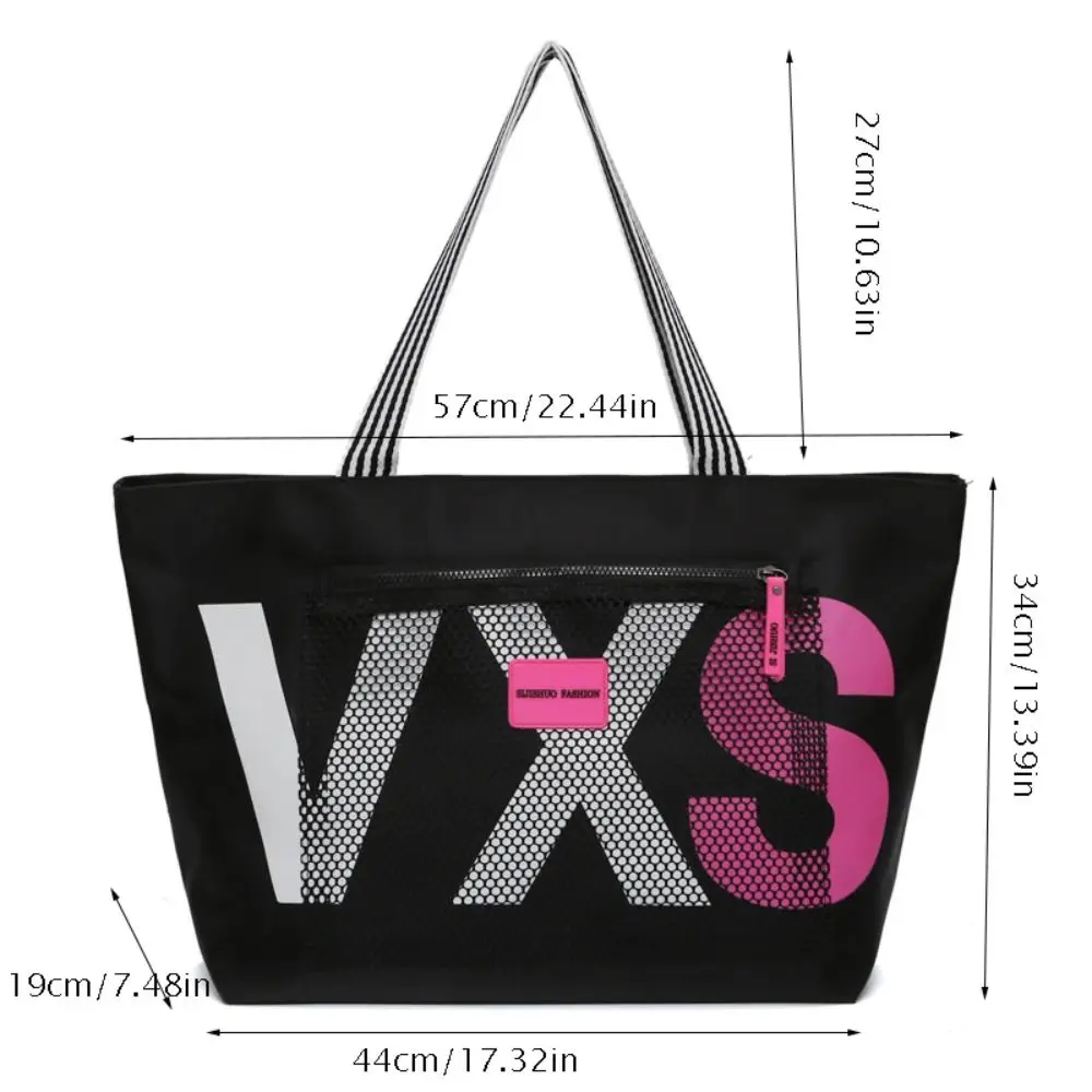 Letter Beach Tote Bag Nylon Korean Style Dry Wet Separation Bag Single Shoulder Crossbody Bag Large Capacity Tote Bag Travel