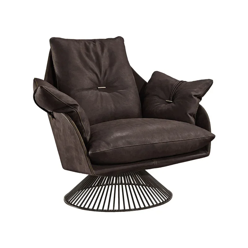 

Chair living room soft bag chair metal rotating model room bedroom lazy recliner