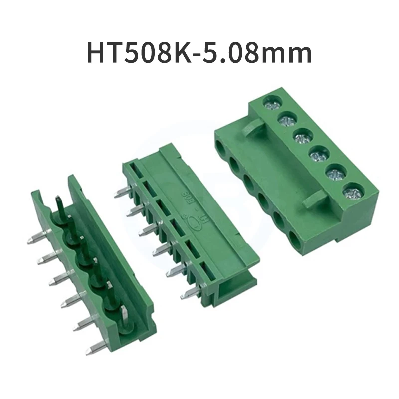 (10 Pieces) HT508K-5.08MM Plug-in PCB Terminal Blocks Straight Bend Male-Female Pair Plug-in Connector Eco-friendly 2P~12P