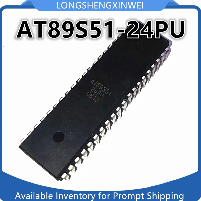 1PCS New 8-bit Microcontroller Chip for Original AT89S51-24PU AT89S51 89S51-24PU Direct-plugged DIP-40 Single-chip Computer