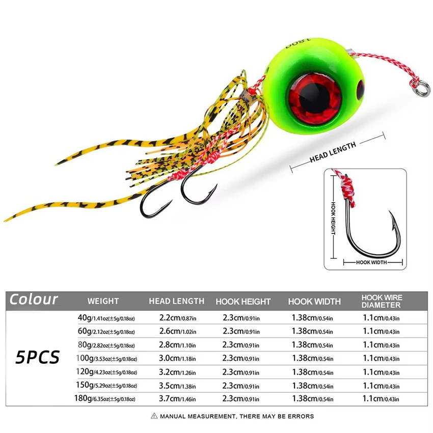 40G-180G Jig Saltwater Fishing Lures Bass Wobblers Carp Crankbait Pesca Artificial Tackle Sea Fishing Lure Jig Bait With Skirts